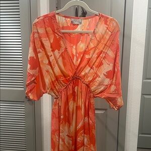 Vibrant Abstract Coral Maxi Dress